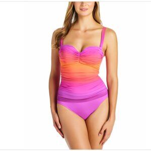 Bleu Rod Beattie MULTI Cool Breeze Shirred One-Piece Swimsuit US 10